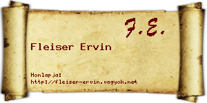 Fleiser Ervin névjegykártya